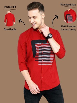 Modernity Men Printed Casual Red Shirt