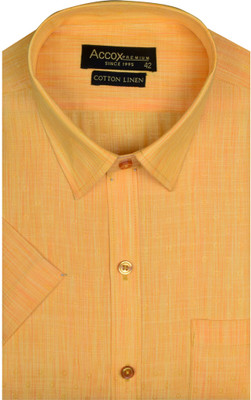 ACCOX Men Self Design Formal Orange Shirt