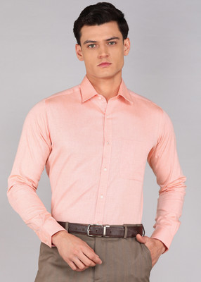 Raymond Men Printed Formal Orange Shirt