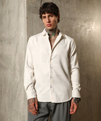 CAMPUS SUTRA Men Printed Casual White Shirt