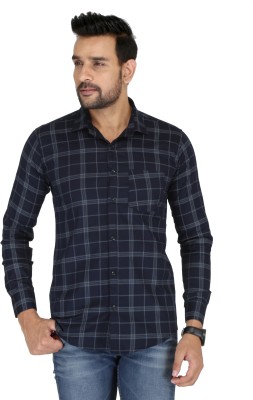 PVR Men Checkered Casual Dark Blue Shirt