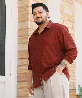 Instafab Plus Men Polka Print Casual Red Shirt
