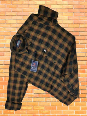 VK WINTER WEAR Men Striped Casual Brown, Black Shirt
