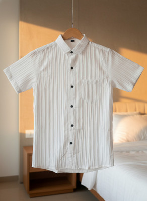 TJB Trends Boys Self Design Casual White Shirt