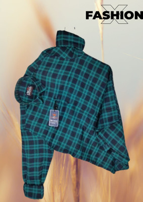 DK FASHION Men Checkered Casual Green Shirt
