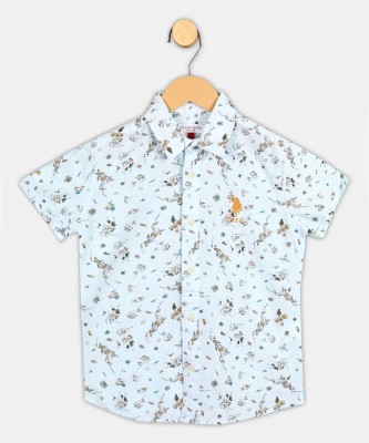 U.S. POLO ASSN. Boys Floral Print Casual Blue Shirt