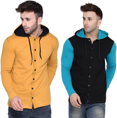 Money Leaf Men Solid Casual Multicolor Shirt(Pack of 2)