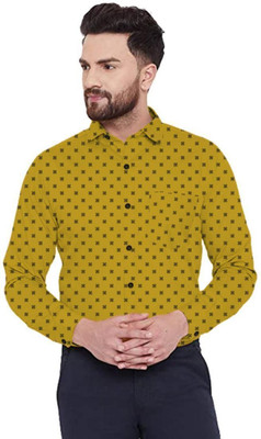 Binayak Men Printed Casual Yellow Shirt