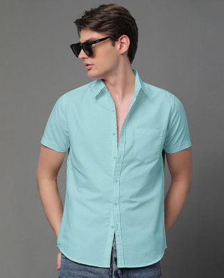 Voroxy Men Solid Casual Light Blue Shirt