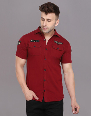 Blisstone Men Solid Casual Maroon Shirt
