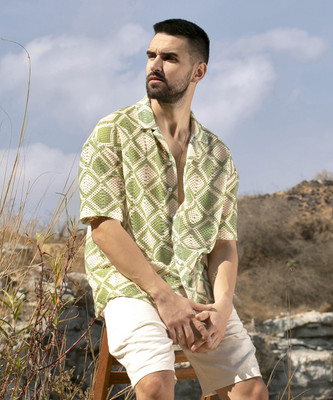 CAMPUS SUTRA Men Printed Casual Green Shirt