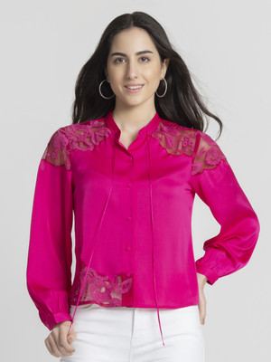 SHAYE SHAYE Women Embroidered Casual Pink Shirt