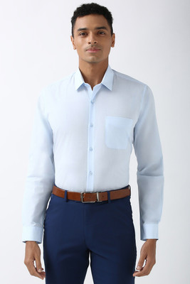 PETER ENGLAND Men Self Design Formal Blue Shirt