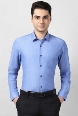 PETER ENGLAND Men Solid Formal Blue Shirt