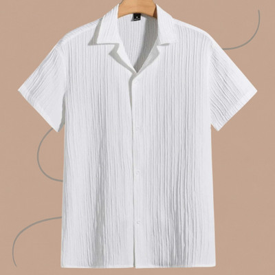 Jenil Fashion Men Self Design Casual White Shirt