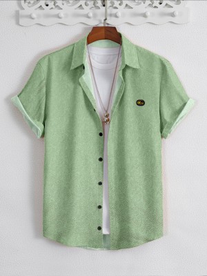 gurukrupa creation Men Self Design Casual Light Green, Green Shirt