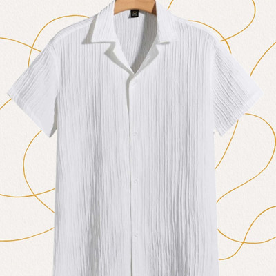 Dharamraj Fashion Men Self Design Casual White Shirt