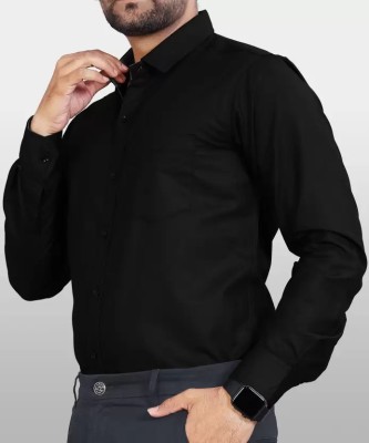 VS Store Men Solid Formal Black Shirt