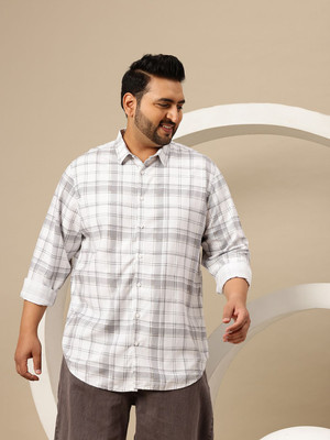 Sztori Men Checkered Casual White Shirt