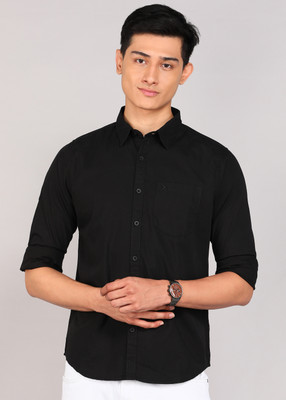 WROGN Men Solid Casual Black Shirt
