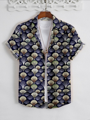 GCFAB Men Printed Casual Dark Blue, Yellow Shirt