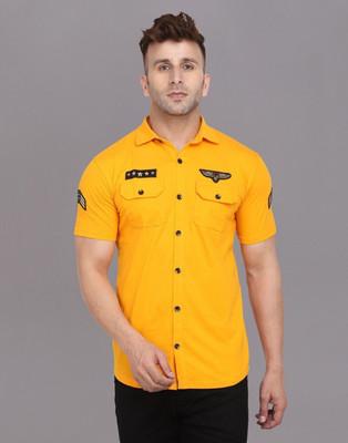 tfurnish Men Printed Casual Yellow Shirt