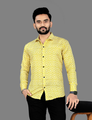 DISHANK CREATION Men Printed Casual Light Green Shirt