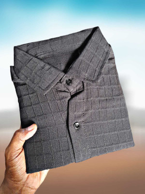 Pribha Fashion Men Self Design Casual Black Shirt
