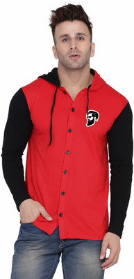 tfurnish Men Color Block Casual Black, Red Shirt