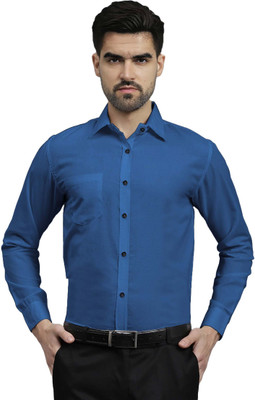 Navkanj Men Solid Formal Blue Shirt