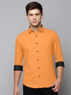 MBF66 Men Solid Casual Yellow Shirt