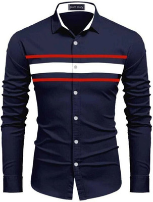 Plum Crazy Men Striped Casual Brown Shirt