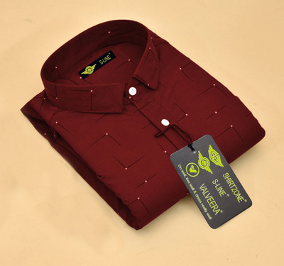 S-LINE Men Printed Casual Maroon Shirt