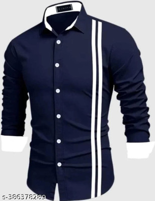 GAZZY CREATION Men Solid Casual Dark Blue Shirt