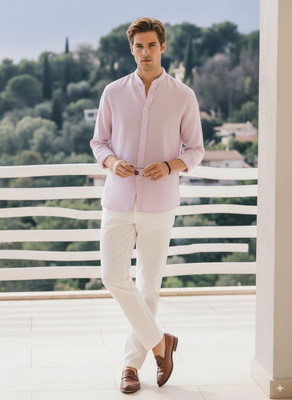 Dhakre fashion Men Solid Casual Pink Shirt