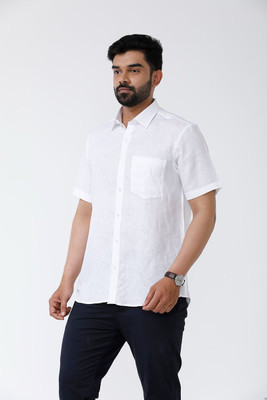 The TallMann Club Men Solid Casual White Shirt