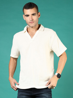 V-MART Men Solid Casual Beige Shirt