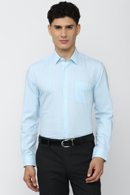 PETER ENGLAND Men Checkered Formal Blue Shirt
