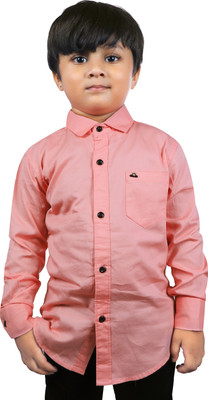 SKY PEARL Boys Solid Casual Pink Shirt