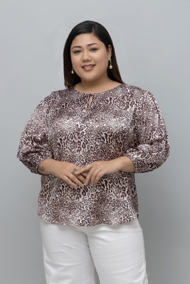 PURYS Women Animal Print Casual Beige Shirt