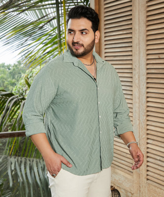 Instafab Plus Men Solid Casual Green Shirt