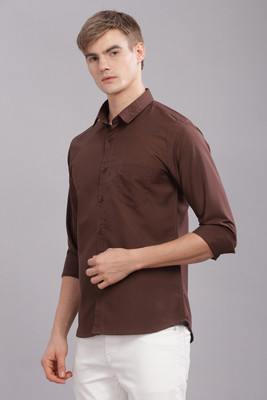 Uzmax Men Solid Casual Brown Shirt