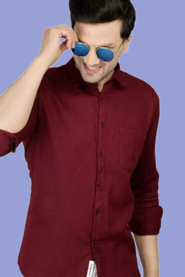 Manav Creation Men Solid Formal Maroon Shirt