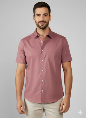 HKV FASHION Men Solid Casual Pink Shirt