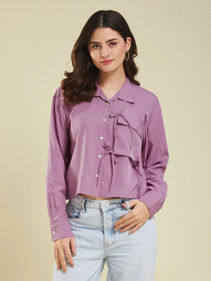 J TURRITOPSIS Women Solid Casual Pink Shirt