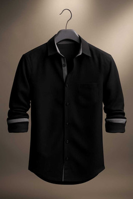 METRONAUT Men Solid Casual Black Shirt