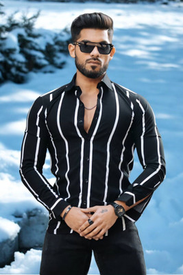 GCFAB Men Printed Casual Black Shirt