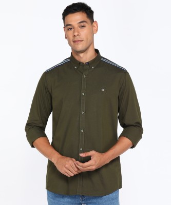 PETER ENGLAND Men Solid Casual Dark Green Shirt