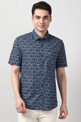 PETER ENGLAND Men Printed Casual Dark Blue Shirt