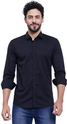 Super Westan Men Solid Casual Black Shirt